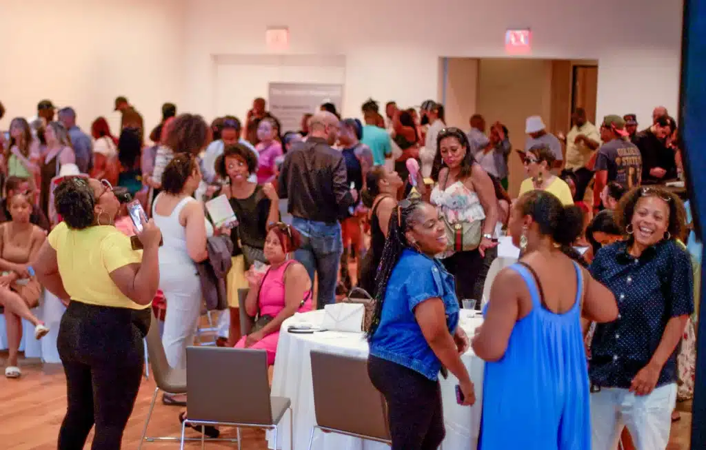 Group of people socializing during an event